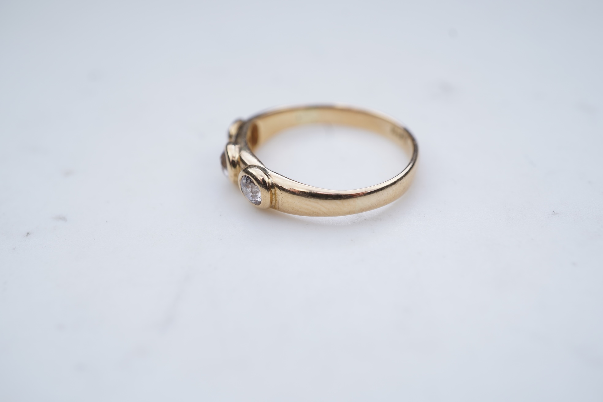 A three-stone diamond ring